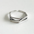 Wish Jewelry Vintage Tarnish Free Rhodium Plated Adjustable Rings Twist Texture S925 Sterling Silver  Open Ring Jewelry