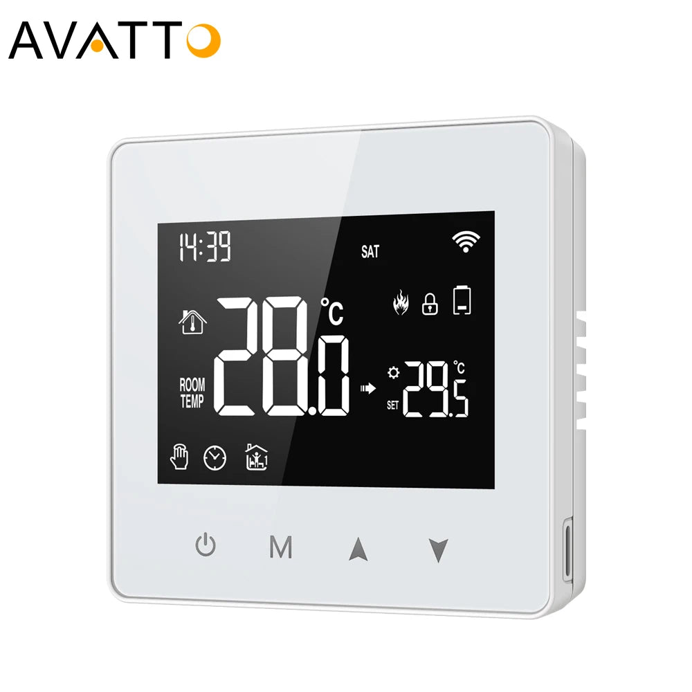 AVATTO Battery Powered Zigbee 3.0 Dry Contact Water Gas Boiler Thermostat Work with Echo Alexa Google Home