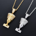 CN073 Gold Plated Brass CZ Pendant Iced Out Cubic Zircon Rope Chain Necklace Hip Hop Gift Jewelry Bling Bling