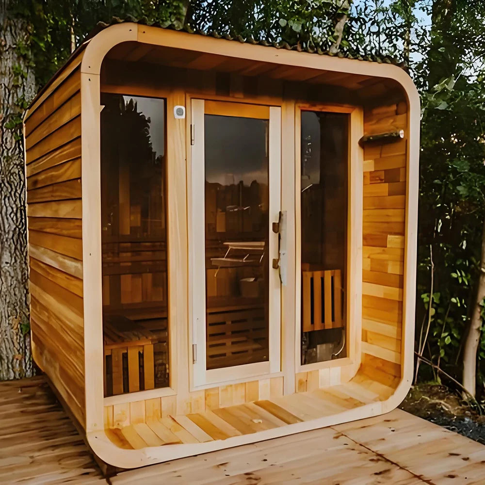 Traditional 4-6 Person Infrared Wooden Outdoor Sauna Room Modern Design Electric Heating for Villas