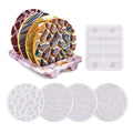 C-0408 DIY Crystal Dripping Resin Wave Round coaster Storage Tray Base 5-piece Set Silicone Mold