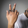 Punk Harajuku Flame Double Ring Adjustable Fashion Chain Hip-hop Ring for Man Women Street Style Cool Jewelry Party Accessories