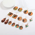 Wooden Dangle Earrings Handmade Environment Friendly Geometric Statement Drop Earring for Women