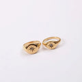 Free Tarnish Stainless Steel Round Signet Ring Women North Star Burst Gold Plated Diamond Ring Star
