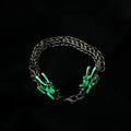 Punk Fashion Mens Creative Luminous Dragon Design Thick Chain Bracelet for Men Antique Silver Luminous Dragon Head Bracelet