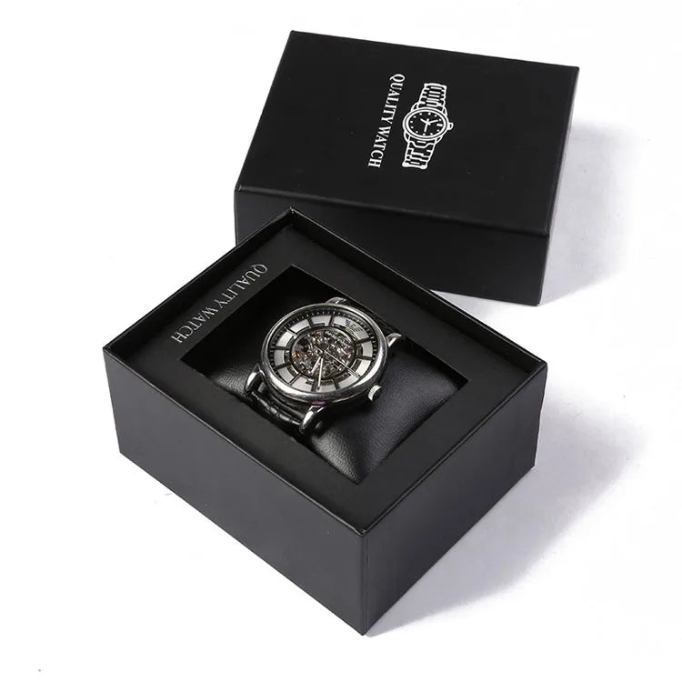 Custom Luxury Black Cardboard Watch Box Ready to Ship Printing Watch Gift Box Packaging Paper Watch Box