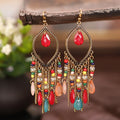 New Antique Gold-plated Long Tassel Earrings Women Retro Water Drop Bohemian Earrings