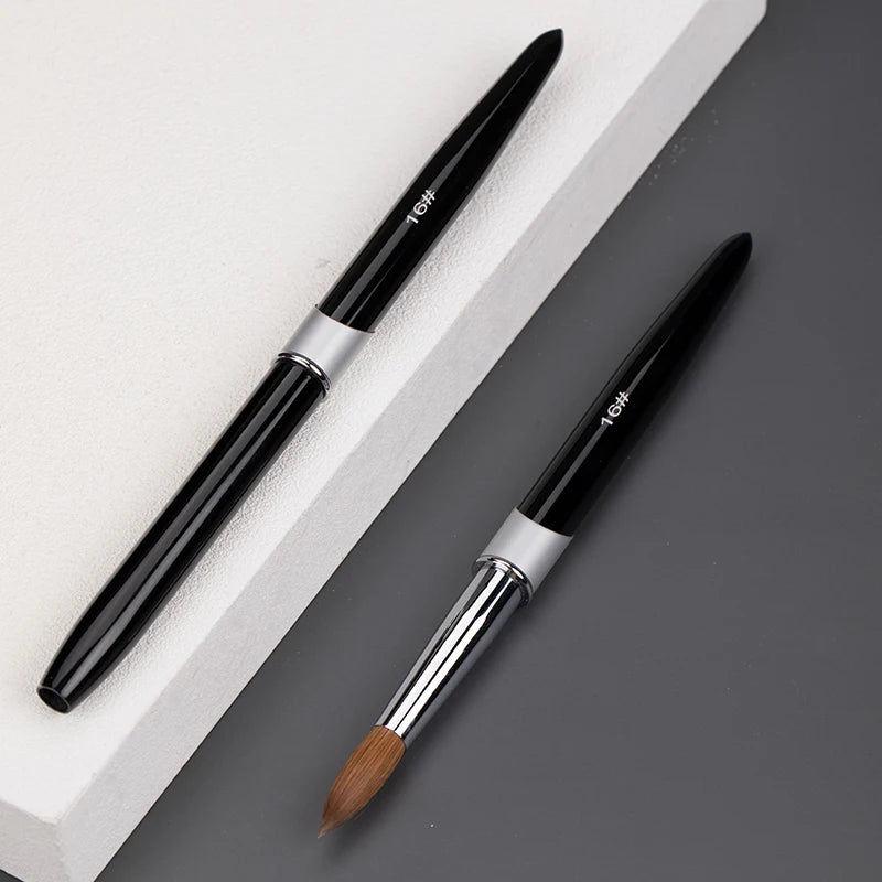 Professional Germany Brush Nails Size 16 18 20 Oval Flat Oval Black Metal Handle High Quality Custom Kolinsky Acrylic Nail Brush