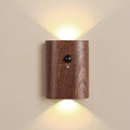 Wood Auto Magnetic Pir Motion Sensor LED Night Light up and Down Wall Sconce Wireless Indoor Body Smart Linkage Wall Lamp