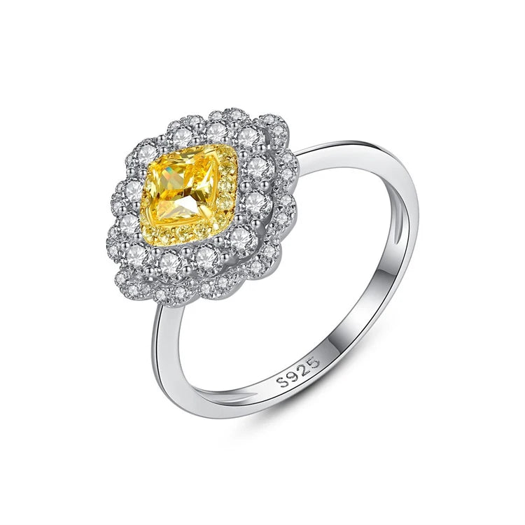 Extravagant Fine Jewelry 925 Sterling Silver Flower Shape Gemstone Engagement Rings for Women