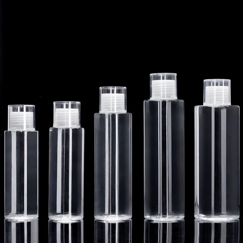 100/120/150/200/250ml for Empty Flat Shoulder Plastic Bottle with Pump Sprayer Silver Cap Cosmetic Toner Bottle