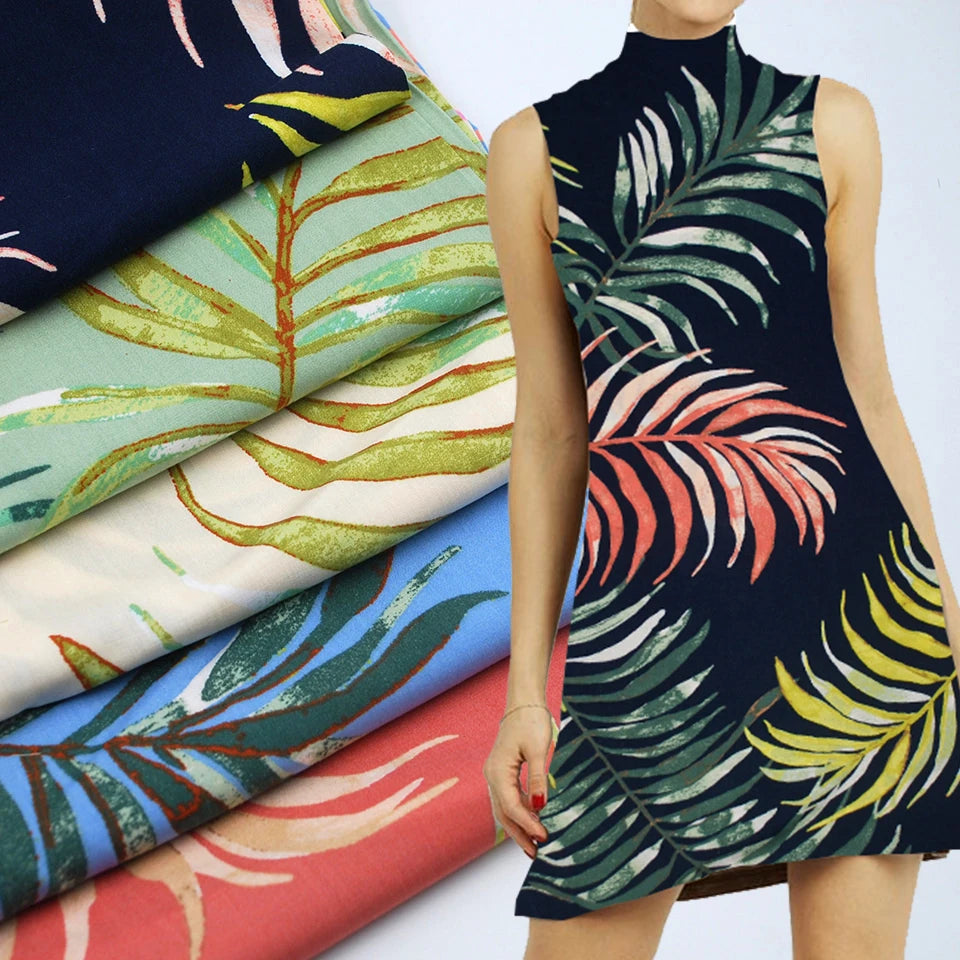 China Factory  Hot Sales Textile Fashion Modern Flower Tropical Spun Rayon Fabric for Garment