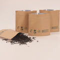Customized Biodegradable Kraft Paper Pouch One Way Valve Flat Bottom Coffee Bean Bag Food-Safe Packaging for Shopping