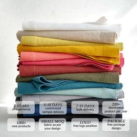 Solid Color Linen Natural Fibre Environmental Protection Breathable Anti-Mildew Quick-Dry Medium Weight Decorative Design Fabric