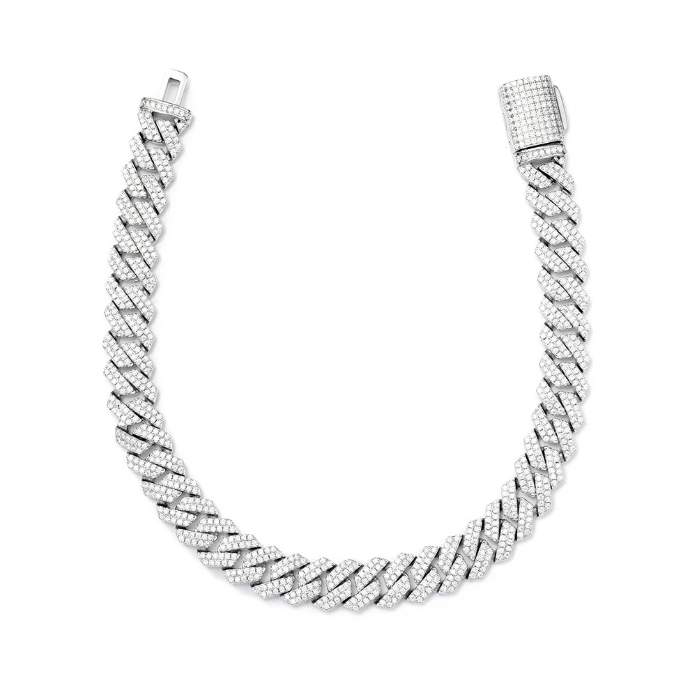 Wholesale  8mm Trendy Hip Hop Sterling Silver for Men & Women Moissanite Bracelet & Bangle
