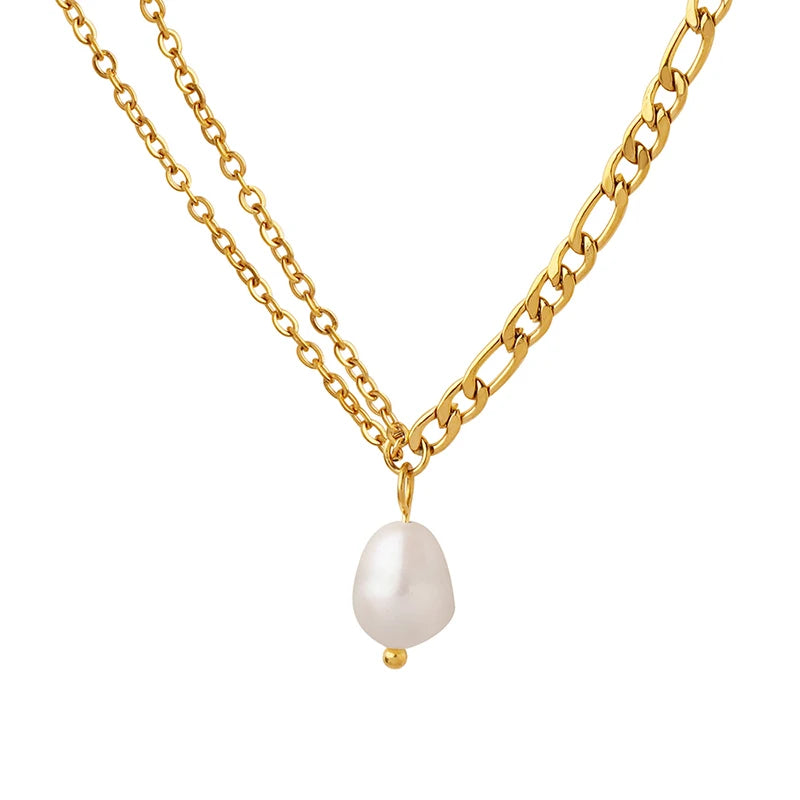 Factory Direct Selling French Freshwater Pearl Pendant Necklace Stainless Steel Necklace for Women