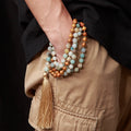 108 Mala Beads Necklace Semi-Precious Gem Stones Meditation Necklace 108 Hand Knotted Japan Mala Beaded Tassel Necklace for Men