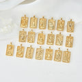 Retro Style Trendy European and American Style Tarot Card Necklace Pendant Square Zircon Tag DIY Jewelry Making Charms