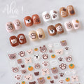 AHA Series Sun Moon Rose Flowers Panda Bears Rabbits Self Adhesive Nail Sticker Nail Art Decoration