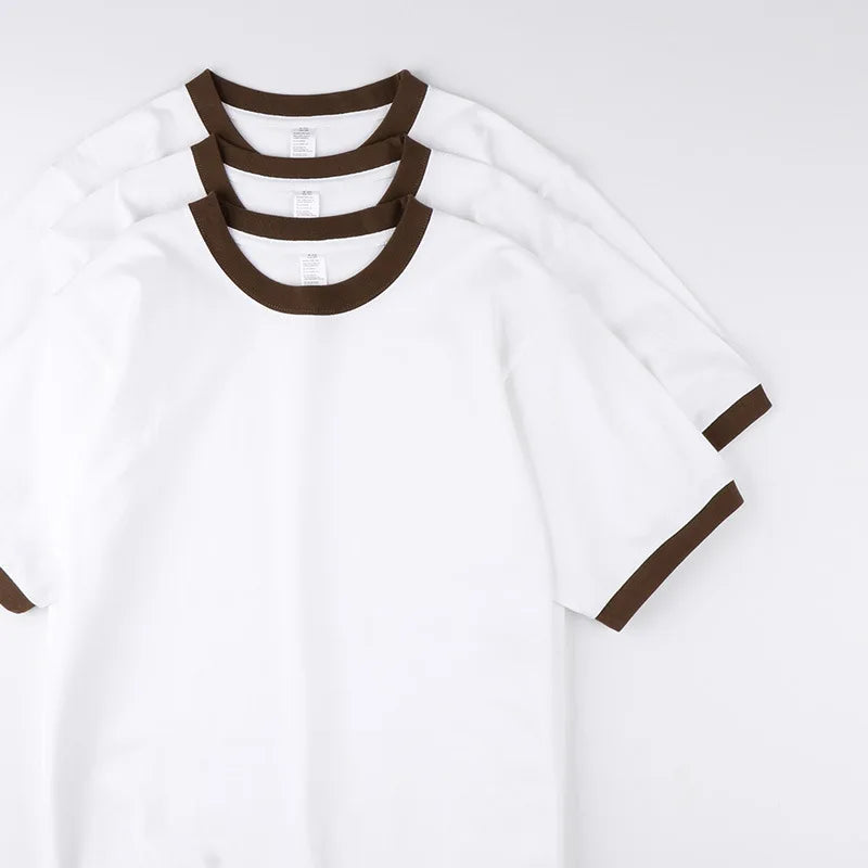 Custom Screen Print 100% Cotton T-shirt Blank Unisex Graphic Heavyweight Oversized Streetwear for Ringer Color Block Men t Shirt