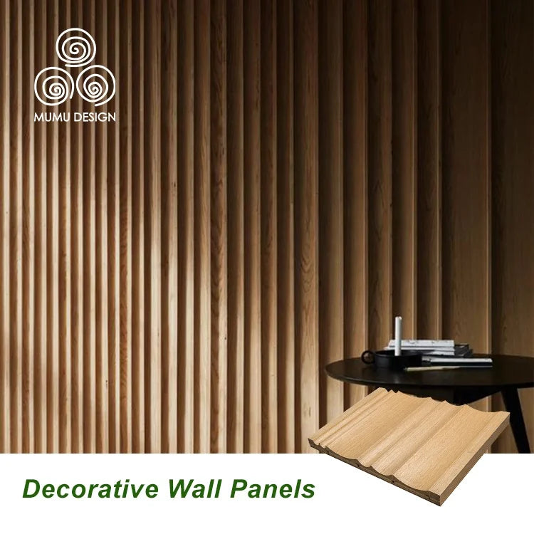 MUMU Round Small Fluting Solid Wood 3D Interior Decor Wallboard Cladding Wooden Wall Panels