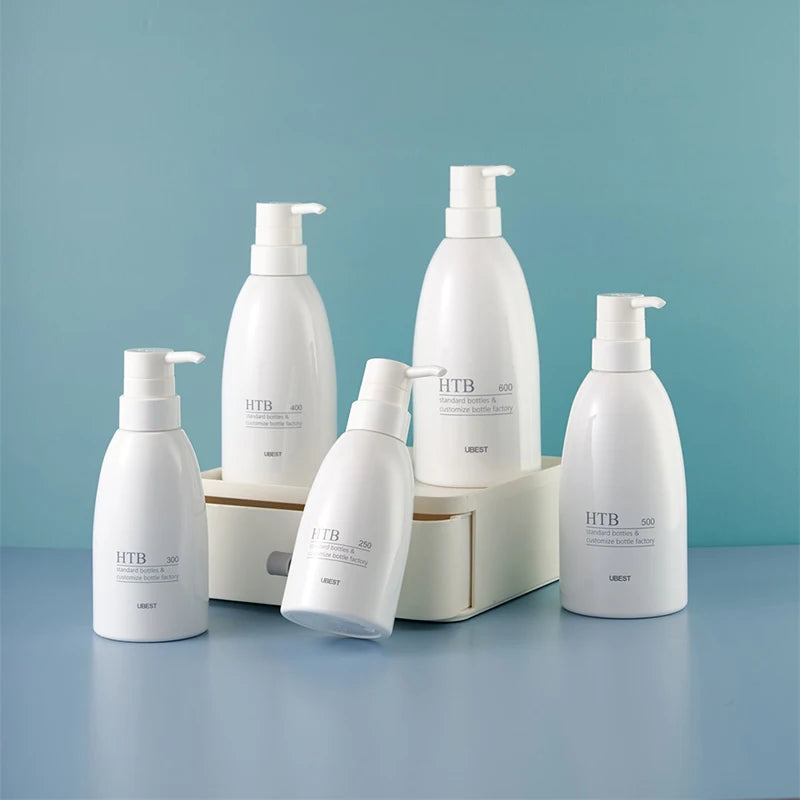 Empty Hand Lotion Pump Bottle 300/400/500/600ml Sloping Shoulder PET Plastic Dispenser Shampoo Bottle