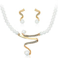 Deep V Collarbone S-shaped Custom Crystal Pearl Wedding Necklaces Earring Fashion Fine Jewelry Bridal Necklace Sets for Women