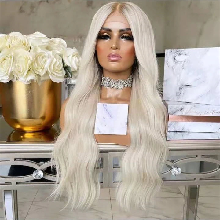 Invisible Knots Long #60 Platinum Blonde Virgin Full Cuticle Aligned Human Hair Transparent HD Lace Front Wigs