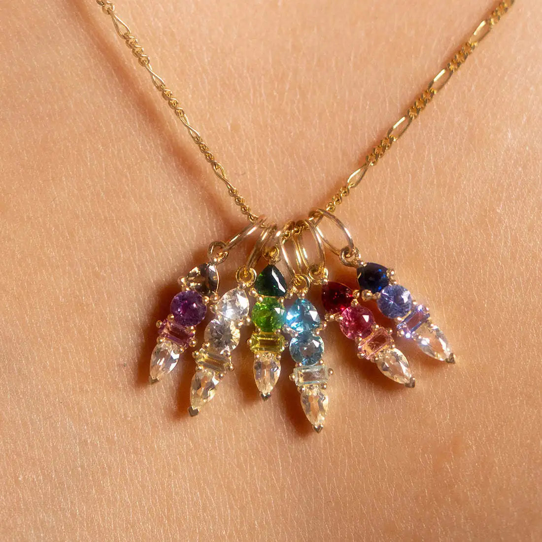12 Months Birthday Stone Valentine's Day Friend Gift DIY Charms Necklace Plated 18K Gold Zircon Pendant For Women