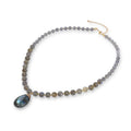 Wholesale Natural 6mm+8mm Labradorite Amethyst Beads Necklace Drop Shaped Pendant Jewelry Necklaces