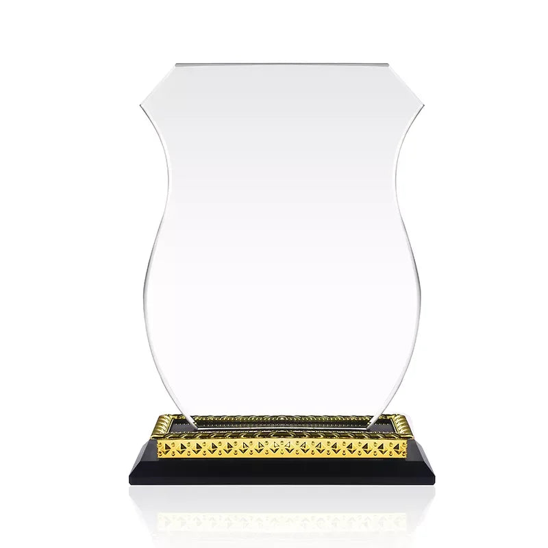 Guangzhou Wholesale Cheap Glass Awards K9 Blank Crystal Trophies Custom Glass Trophy Awards with Black Base
