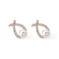 Cross Pearl Flash Drill Earrings High Grade Exquisite Fashion Earrings Wholesale of Pearl Jewelry Manufacturers