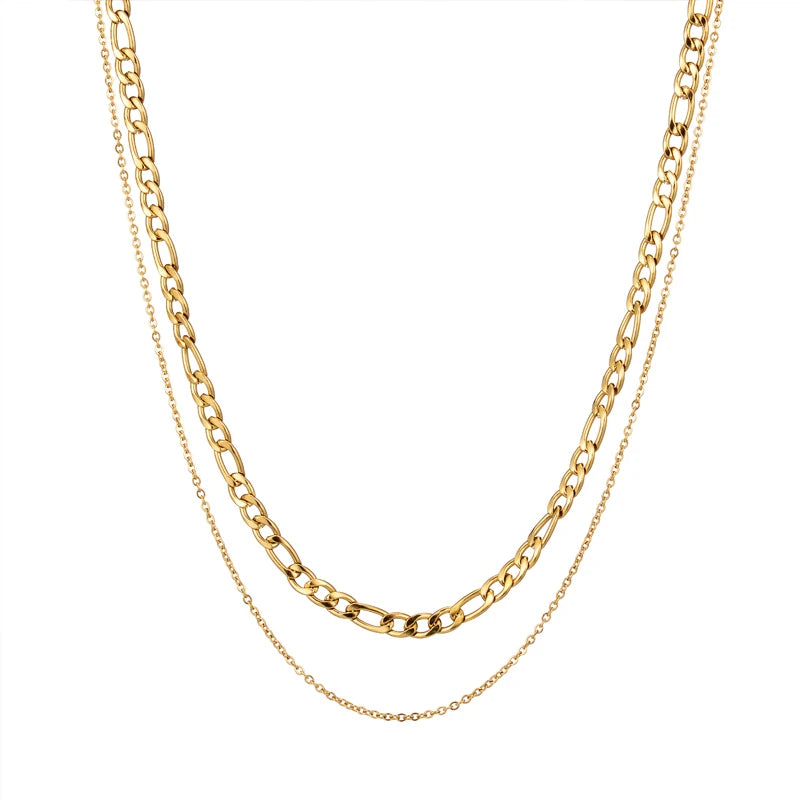 Trends 2025 Modern Unique Waterproof Anti Tarnish 316l Stainless Steel 18k Real Gold Fashion Layered Necklaces for Women