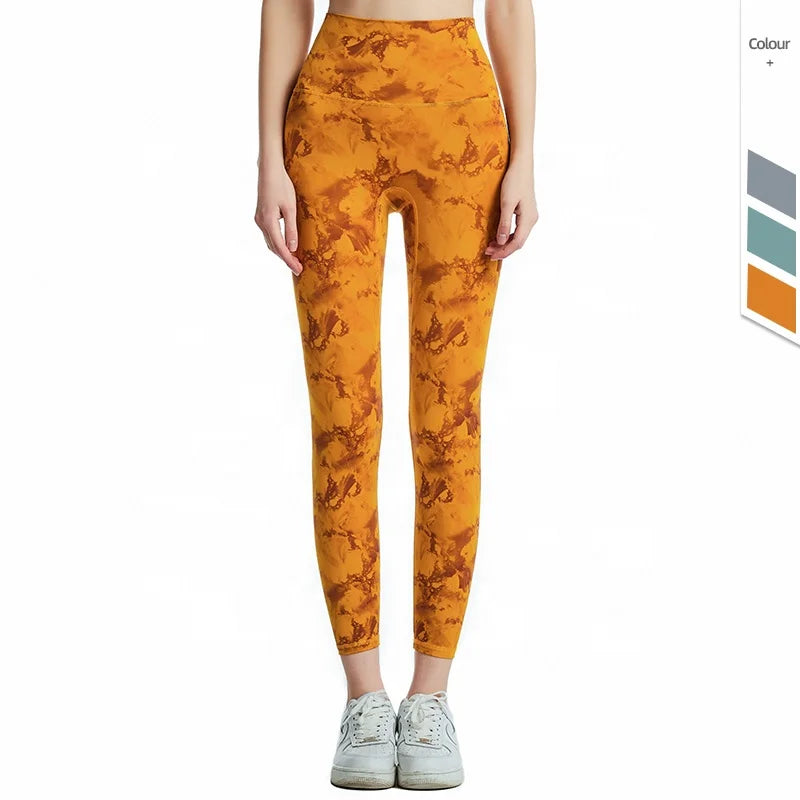 High Waist Plus Size XXL Yoga Pants Without Pockets Women Four Way Stretch Soft Running Workout Printed Leggings Athletic
