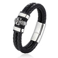 Punk Men Magnetic Hand Jewelry Simple Handmade Woven Braided Titanium Stainless Steel Wing Skull Leather Bracelet SK-003