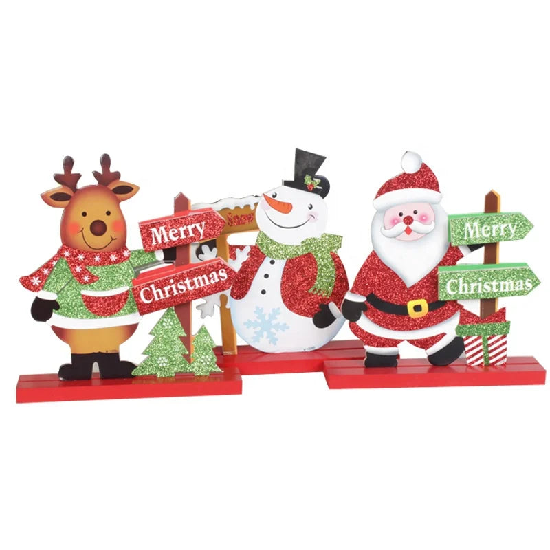 2020 New Christmas Decorations Wooden Letters Ornaments Santa Claus Desktop Ornaments