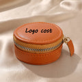 Custom Logo Small PU Leather Travel Jewelry Box White Purple Pink Zipper Mini Jewel Organizer Storage Velvet for Storage Gift