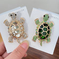 2024 Trendy Diamond Animal Turtle Brooch Pin Statement Colorful Rhinestone Turtle Brooch Women Jewelry