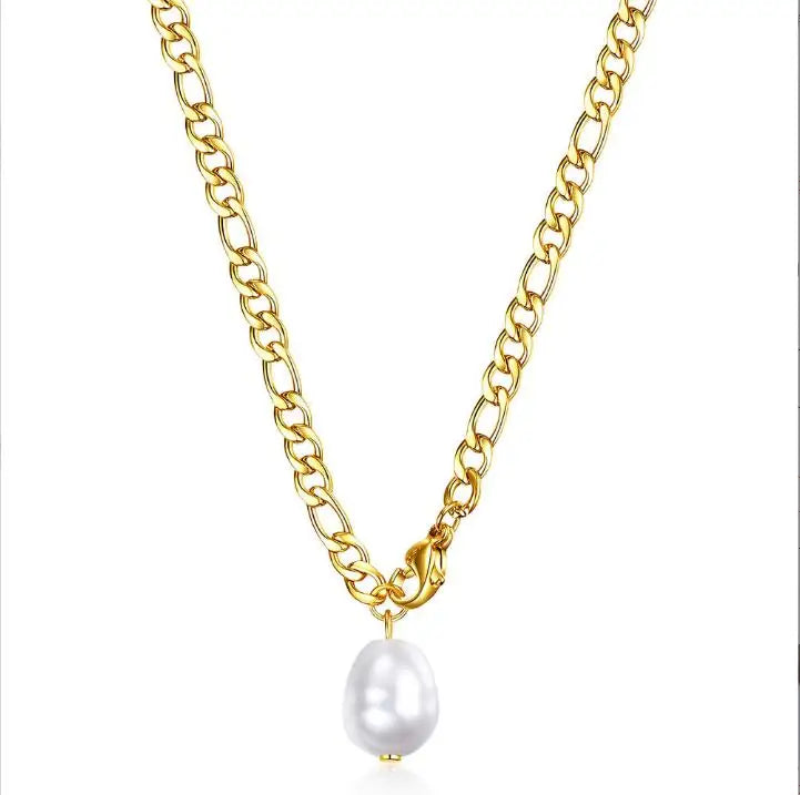 Women's Gold Feijia Chain White Pendant Necklace Fashion Chains Necklace