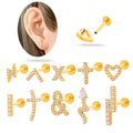 Hengsen ASTM F136 Titanium Ear Lobe Earrings CZ Heart Snake Cross Flat Back Stud Earring Cartilage Helix Labret Piercing Jewelry