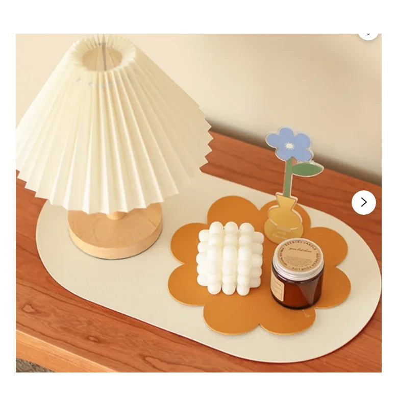 Set of 3 Flower Shape Faux Leather Placemats with Cup Mat Table Mat Placemat Stylish Mats & Pads