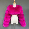 New Fashion Real Fox Fur Sleeves Jacket Winter Natural Raccoon Fur Cropped Coat Women Two Fox Fur Sleeves