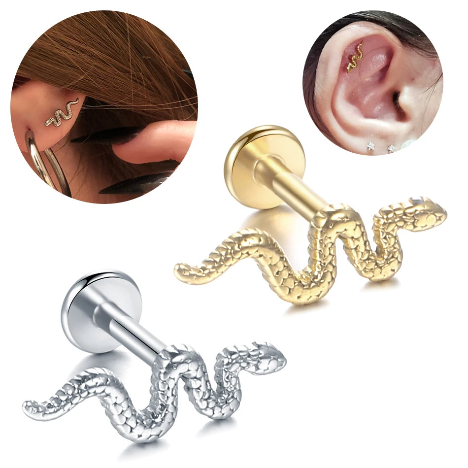 Stainless Steel Internally Threaded Cartilage Tragus Stud Helix Ear Lip Piercing Labret Stud Earring Body Piercing Jewelry