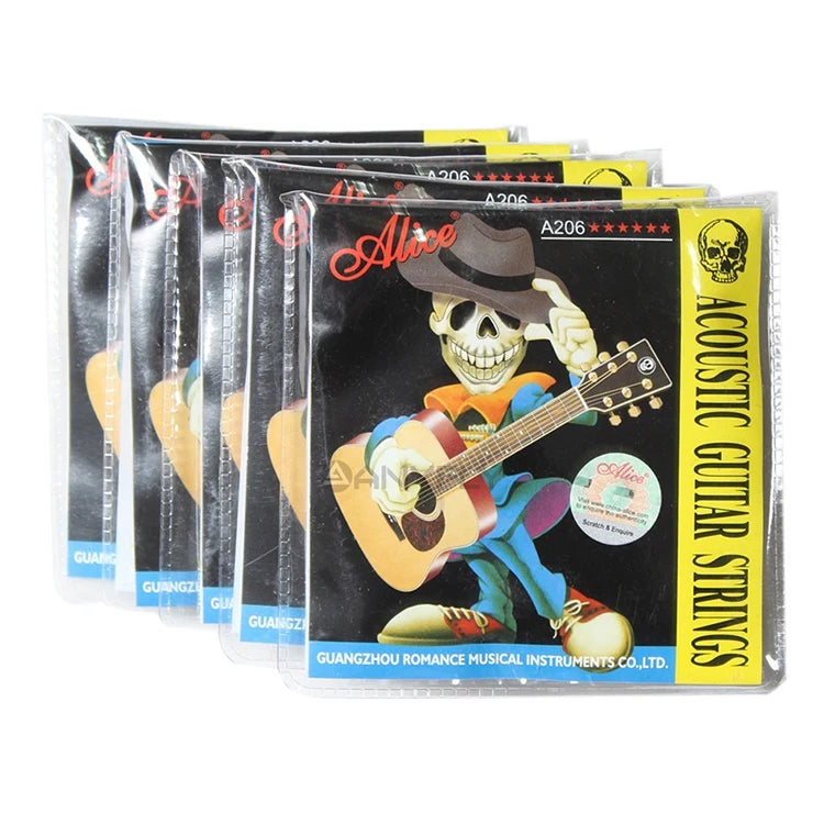 10 Sets Per Box Alice A206-L Acoustic Guitar Strings 1st-6th Light Stainless Steel Core Phosphor Bronze Color