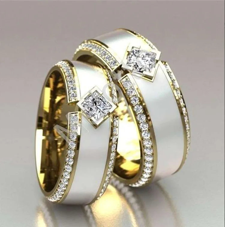 CAOSHI Romantic Proposal/Engagement Rings Gold Couple Ring Wedding Bands Promise Couple Rings for Men Women