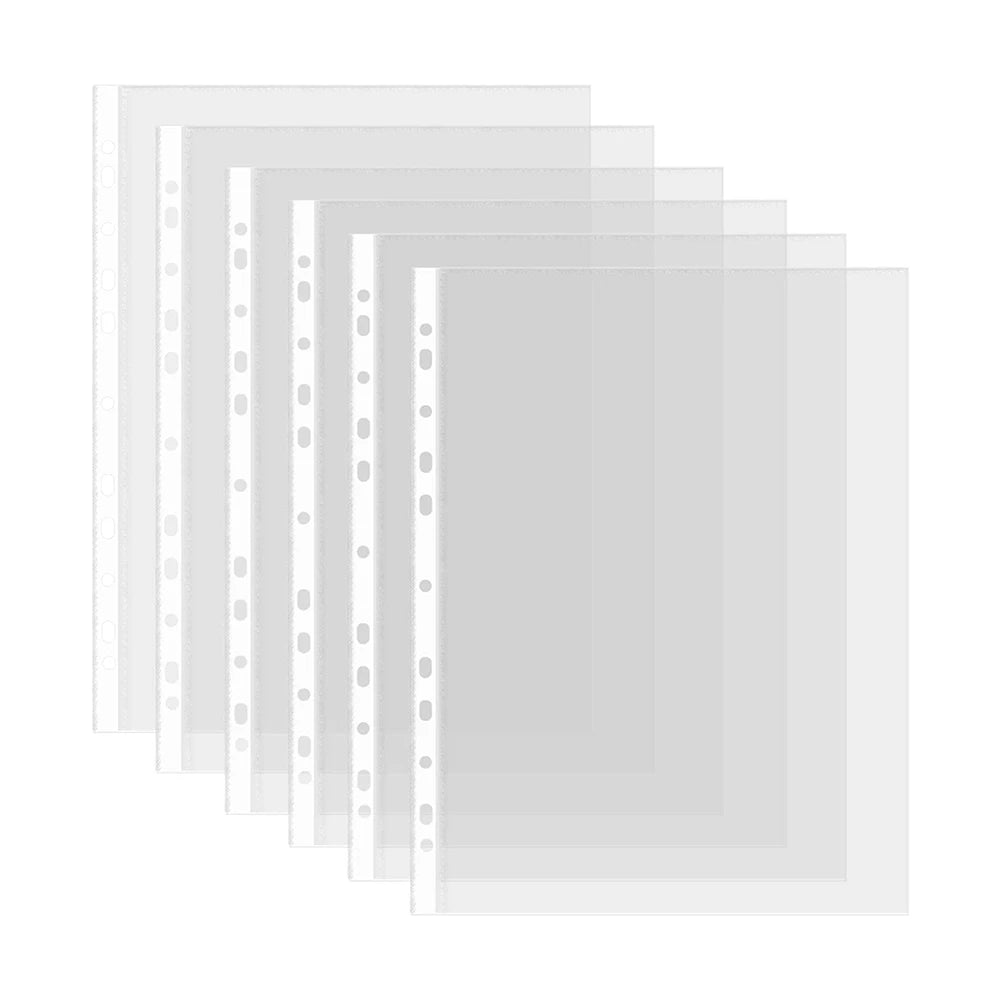 Ultra-Thin 500pcs A4 Clear Plastic Binder 11holes DIY Puncher Pockets Folders for Loose Leaf Documents PP Cover Sheet Protectors