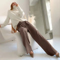 Arrival New 2026 Full Length Casual High Waisted Brown Palazzo Wide Leg Pants for Women