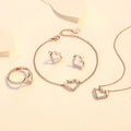 Daidan Silver 925 Jewelry Set Heart Neckles Hollow Out Gold Plated Rose Gold Cz Necklace Heart Jewelry Set