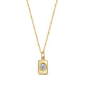 Nagosa Dainty Ladies 925 Sterling Silver 18k Gold Vermeil Round Bezel Cubic Zirconia Rectangle Pendant Necklaces