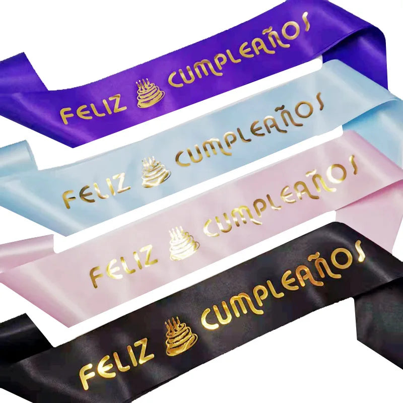 Hot Selling Feliz Cumpleanos Sash with Happy Birthday Shoulder Strap for Girl's Birthday Party and Graduation Decorations